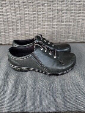 Klogs Black Leather Comfort Oxford Shoes Women's 9.5 M Lace Up